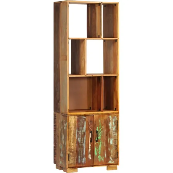 Bogreol i massivt genbrugstræ 60x35x180 cm