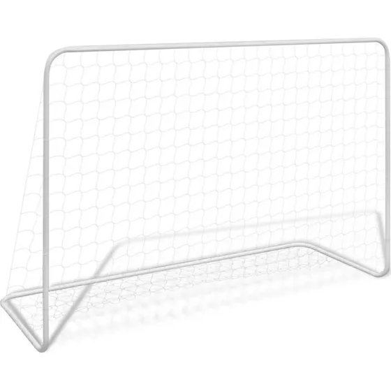 Fodboldml i stl med net 182 x 61 x 122 cm  hvid