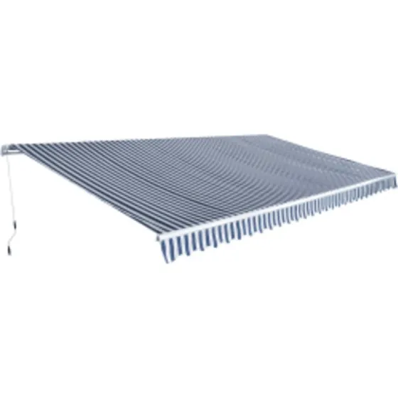 Foldemarkise manuel 600 cm bl/hvid  robust aluminiumsstel