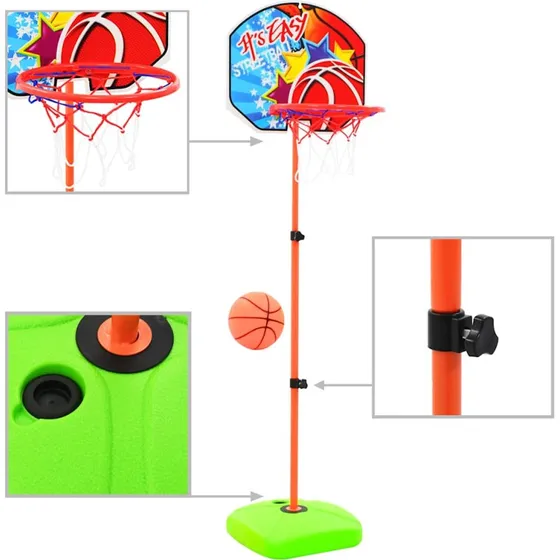 Justerbart basketballst til brn med oppustelig bold
