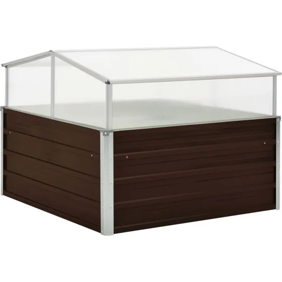 Drivhus 100 x 100 x 85 cm – galvaniseret stål, brun