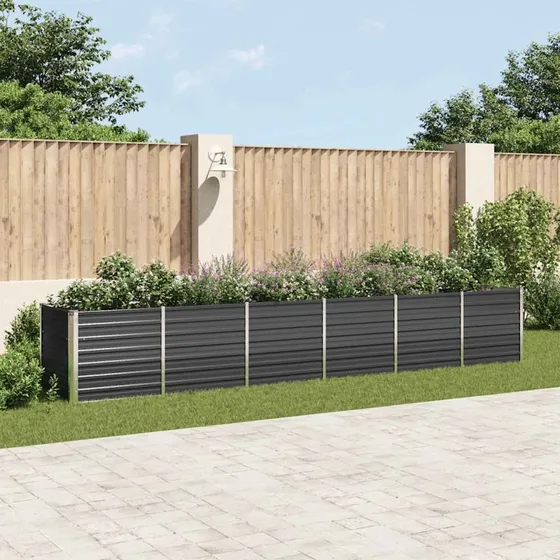 Forhøjet plantekasse 480x80x77 cm galvaniseret stål - Antracit