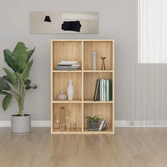 Bogreol/skænk 6 rum 66x30x98 cm - Sonoma eg