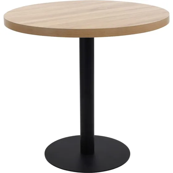 Bistrobord 80 cm MDF lysebrun med sort stlstel