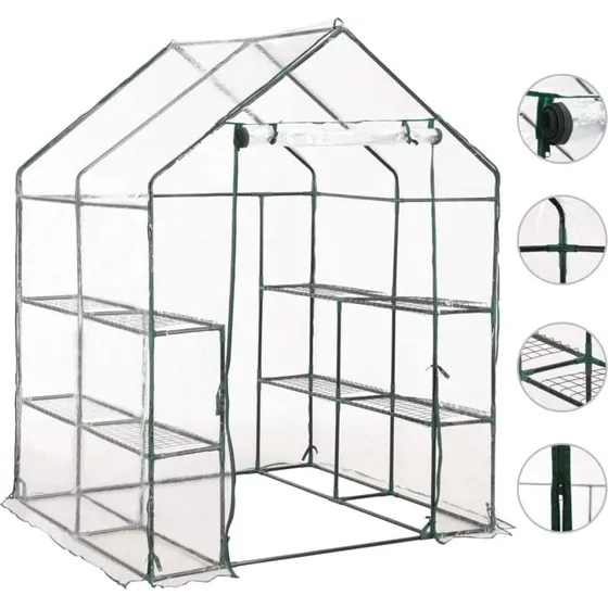 Drivhus 8 hylder 143x143x195 cm  rustresistent stl