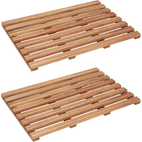 Bademtte i massivt akacietr 2 stk. 56x37 cm