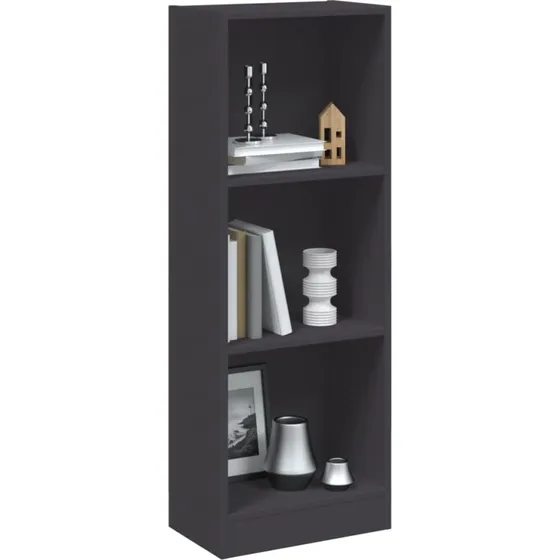 Bogreol 3 hylder 40x24x109 cm – grå konstrueret træ