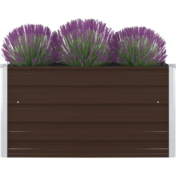 Forhøjet plantekasse 100x100x45 cm galvaniseret stål - brun