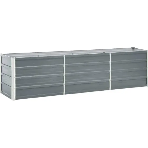 Forhøjet plantekasse 240x40x45 cm galvaniseret stål - grå