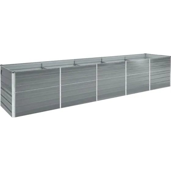 Forhøjet plantekasse i galvaniseret stål 400x80x77 cm