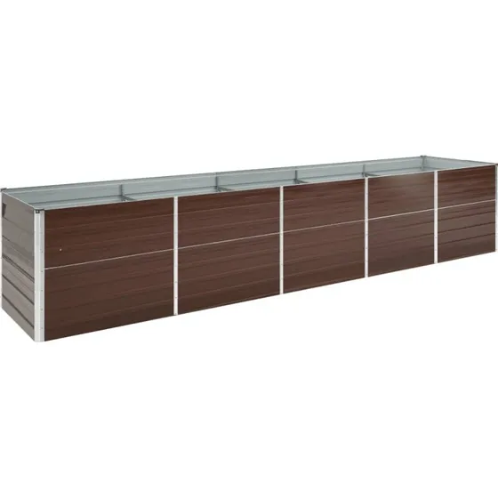 Forhøjet plantekasse 400×80×77 cm - galvaniseret stål, brun
