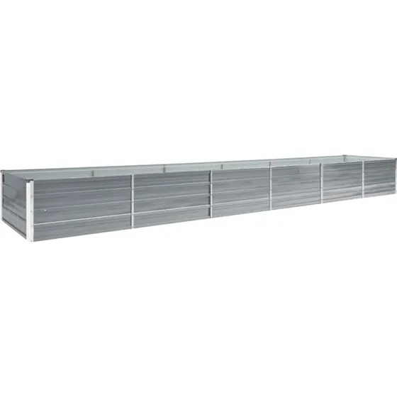 Forhøjet plantekasse 480x80x45 cm galvaniseret stål - grå