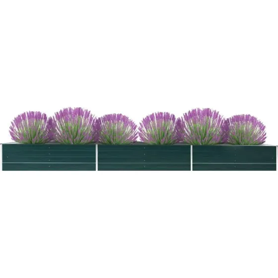 Forhøjet plantekasse 480x80x45 cm - galvaniseret stål, grøn
