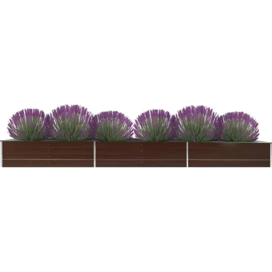 Forhøjet plantekasse 480x80x45 cm galvaniseret stål - brun