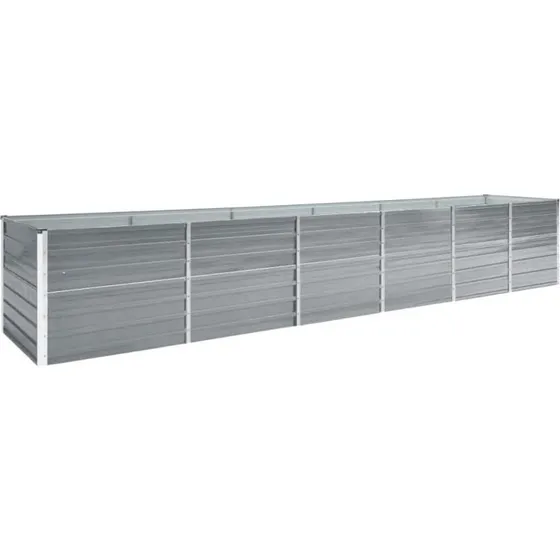 Forhøjet plantekasse 480x80x77 cm – galvaniseret stål, grå