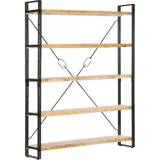 Bogreol i massivt mangotræ 5 hylder 140x30x180 cm