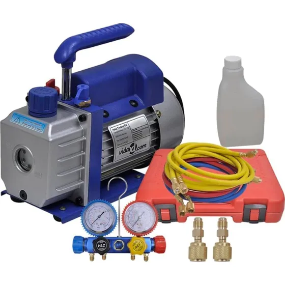 1-trins vakuumpumpe med 4-vejs manifold og trykmlere