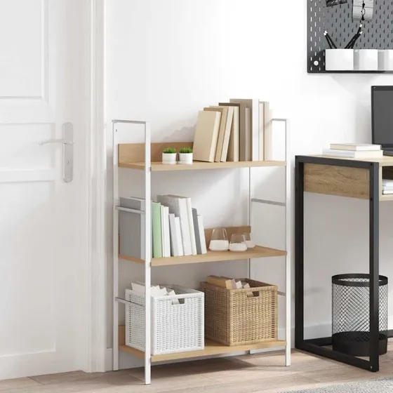 Bogreol 60x27,6x90,5 cm, 3 hylder – egetræsfarve