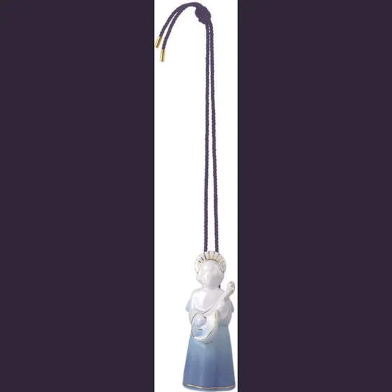 Royal Copenhagen Ornament - Engel med mandolin (blå/hvid med guld)