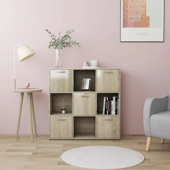 Bogreol 90x30x90 cm, 9 rum, sonoma-eg