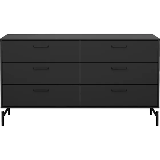 Dana dobbeltkommode 6 skuffer, mat sort 138,7x39,8x76,6 cm