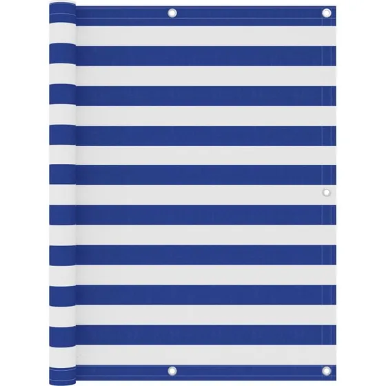 Altanafskærmning 120x500 cm PU-oxford hvid/blå