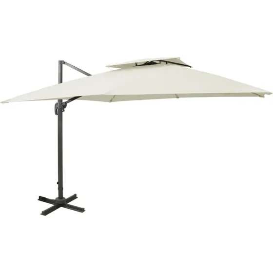 Fritstående haveparasol dobbelt top 300x300 cm – sand
