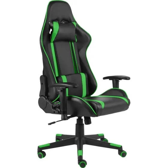 Drejelig gamingstol i grn PVC  ergonomisk hj ryg