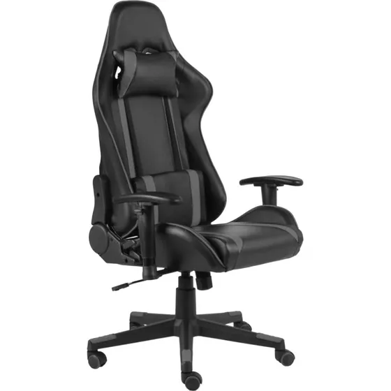 Drejelig gamingstol i gr PVC  ergonomisk, hj ryg