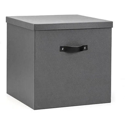 Form o Miljö Stig opbevaringskasse, grå med sort læderhåndtag