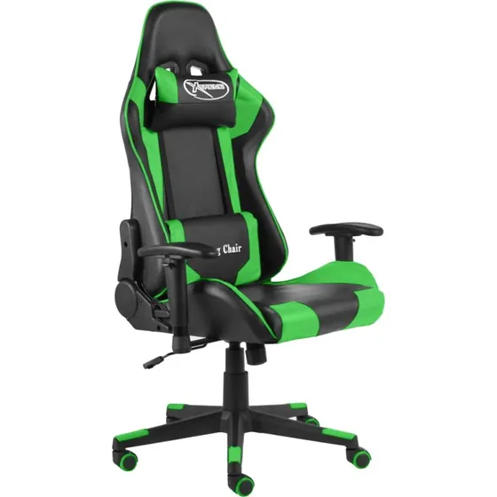 Drejelig gamingstol PVC grn  ergonomisk komfort