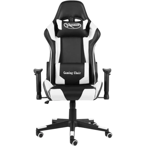 Drejelig gamingstol i hvid PVC  ergonomisk hj ryg