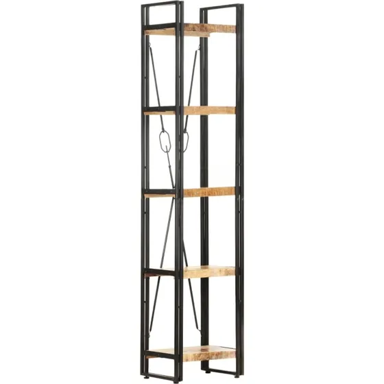 Bogreol i massivt mangotræ 5 hylder 40x30x180 cm