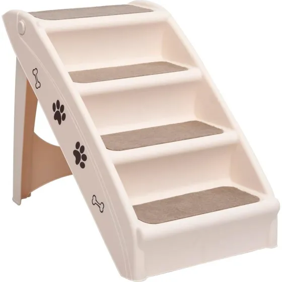 Foldbar hundetrappe 62x40x49,5 cm – creme (max 75 kg)