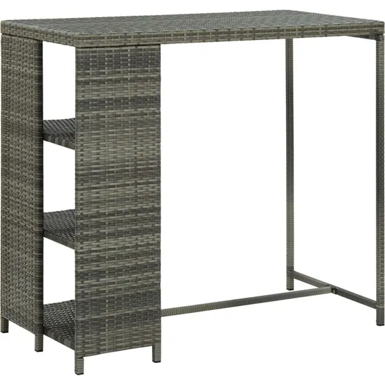 Barbord med opbevaring 120x60x110 cm - gr polyrattan