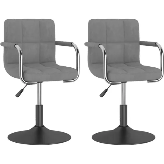 Drejelige spisebordsstole 2 stk - lysegrå fløjl