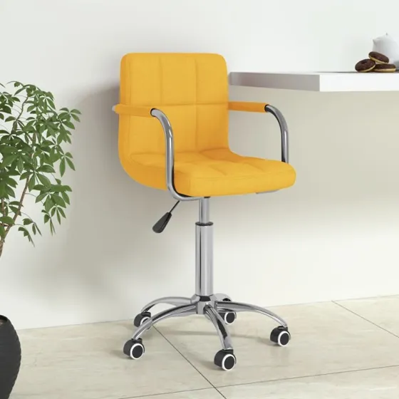 Drejelig kontorstol i stof - sennepsgul, modern design