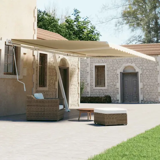 Fritstående markise 600×300 cm, manuel, creme