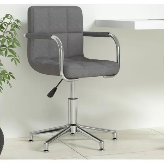 Drejelig kontorstol i stof, mrkegr  hjdejusterbar 360