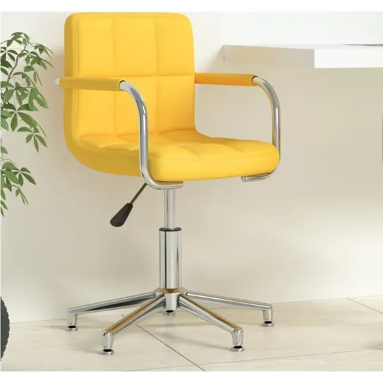 Drejelig kontorstol i stof, sennepsgul  justerbar & 360