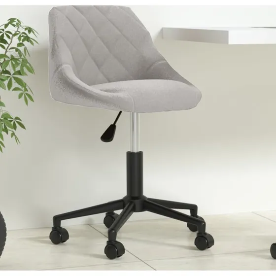 Drejelig kontorstol i fløjl lysegrå
