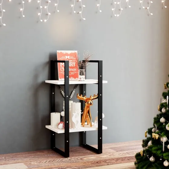 Bogreol i massivt fyrretræ 40x30x70 cm, 2 hylder - hvid