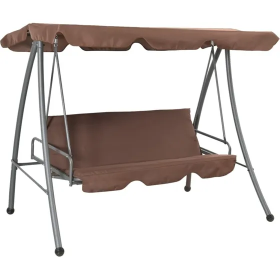 Gyngesofa til 2 personer med baldakin – kaffefarvet