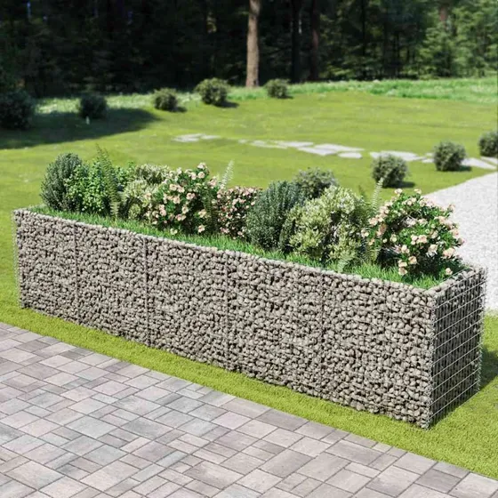 Gabion-højbed 450x90x100 cm - galvaniseret stål