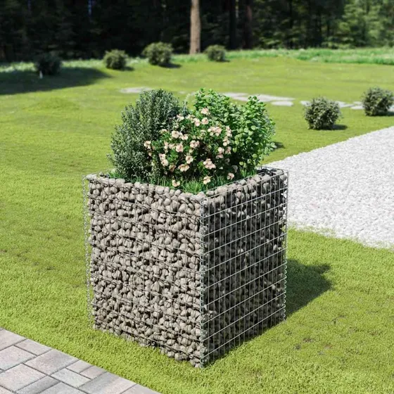 Gabion-højbed 90×90×100 cm, galvaniseret stål