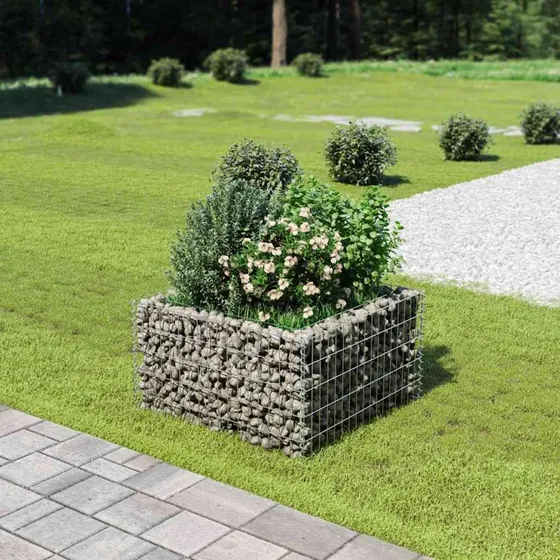 Gabion-højbed 90x90x50 cm galvaniseret stål