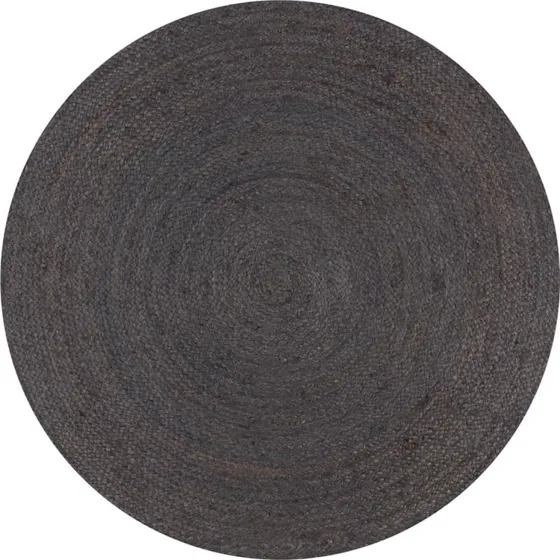 Håndlavet rund jutetæppe 90 cm – mørkegrå