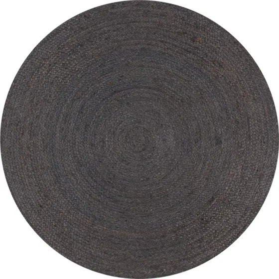 Håndlavet rund jutetæppe 120 cm – mørkegrå