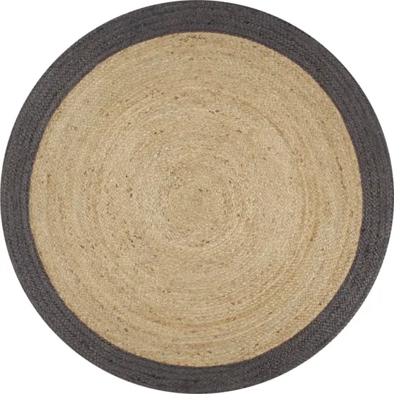 Håndlavet jutetæppe 150 cm med mørkegrå kant