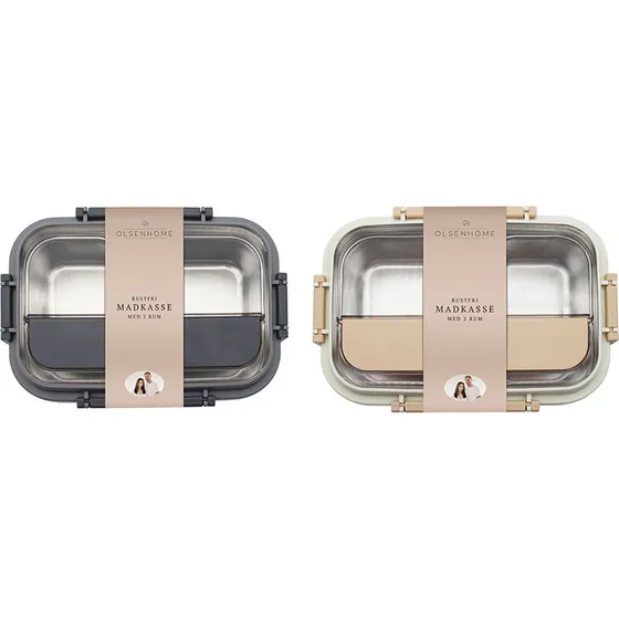 Olsen Home madkasse med 2 rum, grå/beige